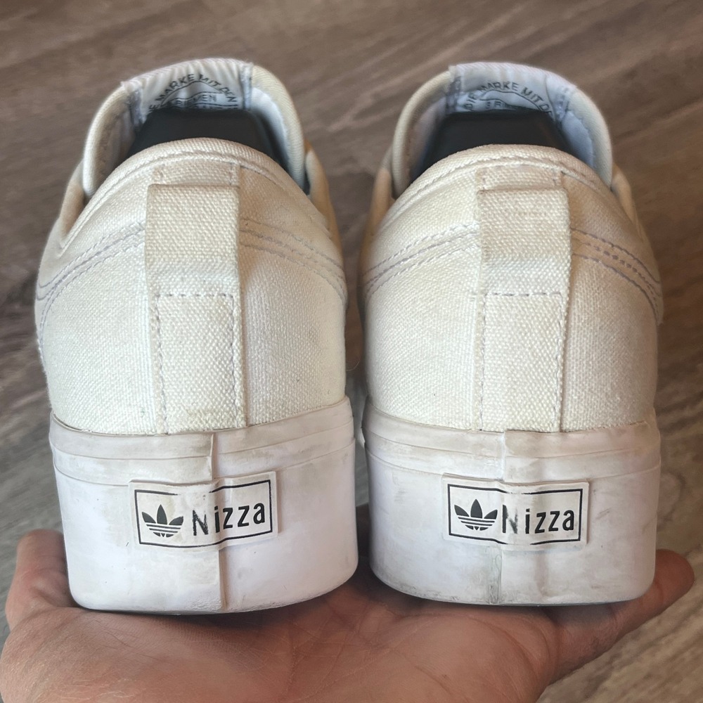 Adidas Nizza Platform Low Sneakers‎ Triple White Womens 8 UK 6.5 EU 40 - Picture 6 of 10